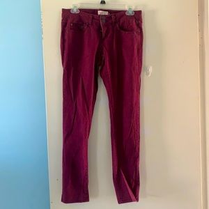 Mid rise maroon jeans